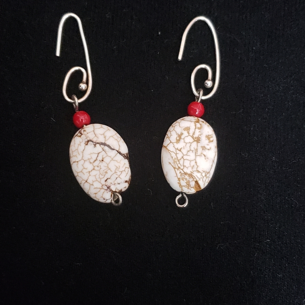 OOAK 925 Sterling & Howlite Earrings - Picture 3 of 3